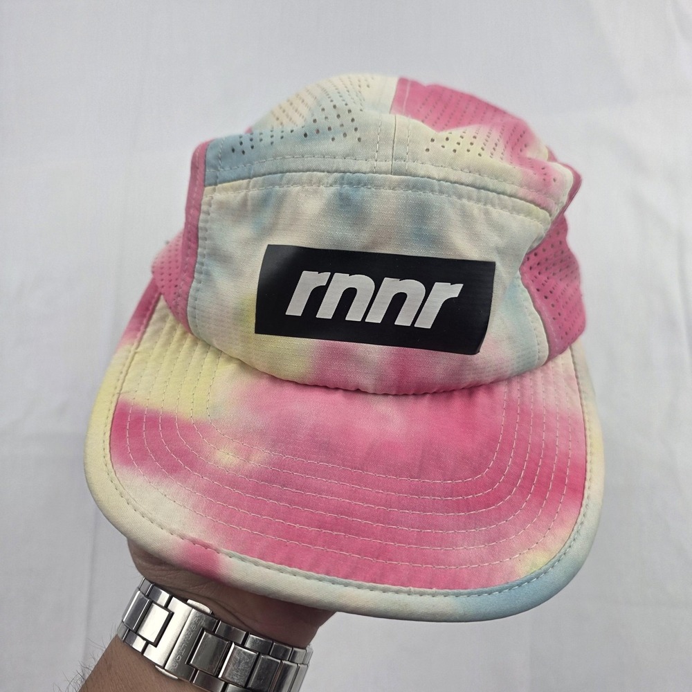 Rnnr Hat Cap Strap Back Multicolor Tie Dye 5 Panel Mesh Running Mens One Size